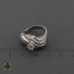 انگشتر نقره سولیتر زنانه طرح سایه - کد 2400