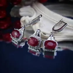 نیم ست نقره با سنگ یاقوت سرخ معدنی و اصیل -کد 7416