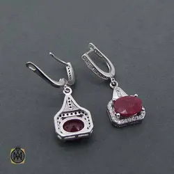 نیم ست نقره با سنگ یاقوت سرخ معدنی و اصیل -کد 7416