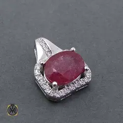 نیم ست نقره با سنگ یاقوت سرخ معدنی و اصیل -کد 7416