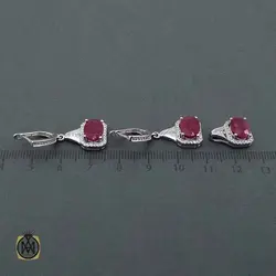نیم ست نقره با سنگ یاقوت سرخ معدنی و اصیل -کد 7416