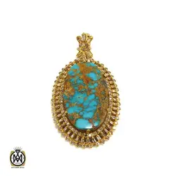 مدال فیروزه نیشابور و الماس اصل زنانه طرح تابان - کد 3010