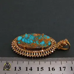 مدال فیروزه نیشابور و الماس اصل زنانه طرح تابان - کد 3010