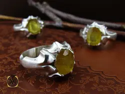 انگشتر یاقوت زرد مردانه دست ساز - کد 8942