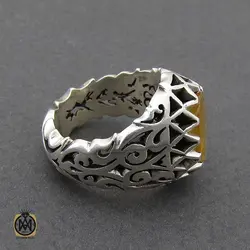 انگشتر یاقوت زرد مردانه دست ساز فاخر - کد 8945