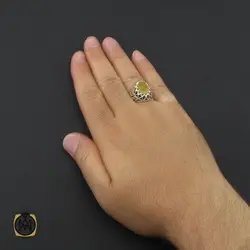 انگشتر یاقوت زرد مردانه دست ساز فاخر - کد 8945