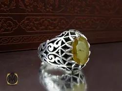 انگشتر یاقوت زرد مردانه دست ساز فاخر - کد 8945