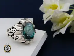 انگشتر توپاز سبز مردانه دست ساز - کد 8538