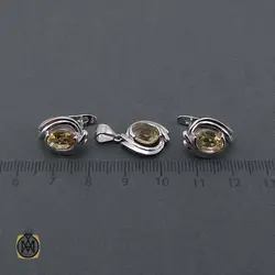 نیم ست نقره آب رادیوم با نگین سیترین - کد7422