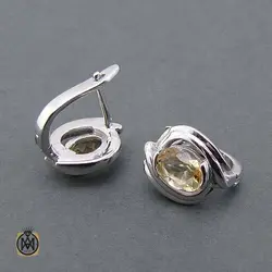 نیم ست نقره آب رادیوم با نگین سیترین - کد7422