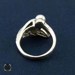 سرویس نقره با نگین مروارید زنانه طرح سمن - کد 7101