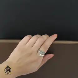 سرویس نقره با نگین مروارید زنانه طرح سمن - کد 7101