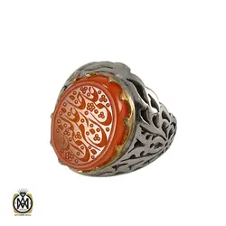 انگشتر عقیق یمن مردانه با حکاکی علی خازن علم النبی - کد 8246