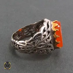 انگشتر عقیق یمن مردانه با حکاکی علی خازن علم النبی - کد 8246