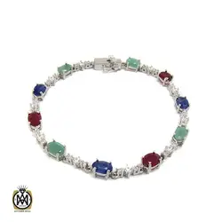 دستبند یاقوت و زمرد زنانه طرح شايسته - کد 1036