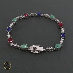 دستبند یاقوت و زمرد زنانه طرح شايسته - کد 1036