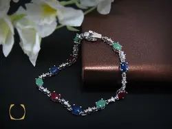 دستبند یاقوت و زمرد زنانه طرح شايسته - کد 1036