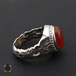 انگشتر عقیق یمن با حکاکی شرف الشمس مردانه  - کد 8519