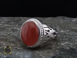 انگشتر عقیق یمن با حکاکی شرف الشمس مردانه  - کد 8519