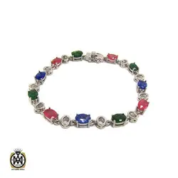 دستبند یاقوت و زمرد زنانه طرح فريناز - کد 1055