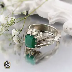 انگشتر زمرد زامبیا مردانه رکاب هنر استاد باقرزاده - کد 10920