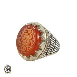 انگشتر عقیق یمن مردانه با حکاکی یا علی ابن الحسین (ع) مردانه - کد 8126