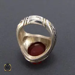 انگشتر عقیق یمن مردانه با حکاکی یا علی ابن الحسین (ع) مردانه - کد 8126