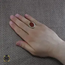 انگشتر عقیق یمن مردانه با حکاکی یا علی ابن الحسین (ع) مردانه - کد 8126