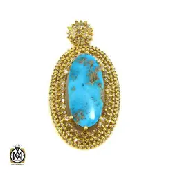 مدال فیروزه نیشابور و الماس اصل زنانه طرح آوا - کد 3005