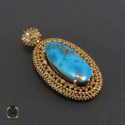 مدال فیروزه نیشابور و الماس اصل زنانه طرح آوا - کد 3005