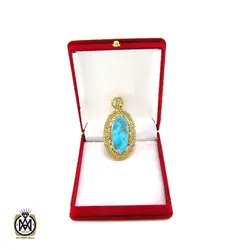 مدال فیروزه نیشابور و الماس اصل زنانه طرح آوا - کد 3005