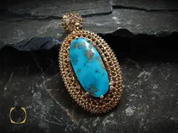 مدال فیروزه نیشابور و الماس اصل زنانه طرح آوا - کد 3005