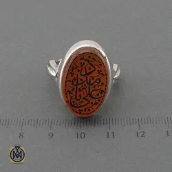 انگشتر عقیق یمن با حکاکی یا علی مدد مردانه - کد 10924