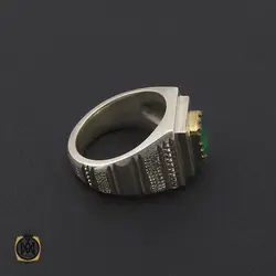 انگشتر زمرد زامبیا مرغوب مردانه هنر دست استاد باقرزاده - کد 8735