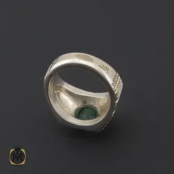 انگشتر زمرد زامبیا مرغوب مردانه هنر دست استاد باقرزاده - کد 8735