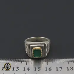 انگشتر زمرد زامبیا مرغوب مردانه هنر دست استاد باقرزاده - کد 8735