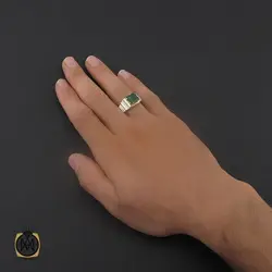 انگشتر زمرد زامبیا مرغوب مردانه هنر دست استاد باقرزاده - کد 8735