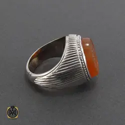 انگشتر عقیق یمن مردانه با حکاکی احب الله من احب حسینا مردانه - کد 8128