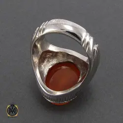 انگشتر عقیق یمن مردانه با حکاکی احب الله من احب حسینا مردانه - کد 8128