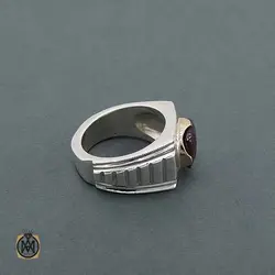 انگشتر یاقوت قرمز اصل مردانه دست ساز دور چنگ - کد 11328