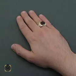 انگشتر یاقوت قرمز اصل مردانه دست ساز دور چنگ - کد 11328