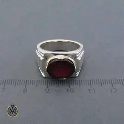 انگشتر یاقوت قرمز اصل مردانه دست ساز دور چنگ - کد 11328