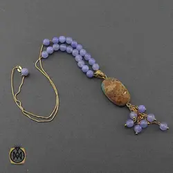 گردنبند فیروزه نیشابوری و جید طرح سیمین زنانه - کد 3418