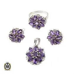 سرویس آمتیست زنانه خوش رنگ و معدنی طرح سلین - کد 7397