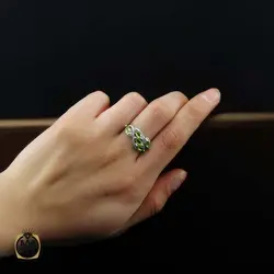 سرویس زبرجد زنانه معدنی و خوش رنگ طرح کمند - کد 7403