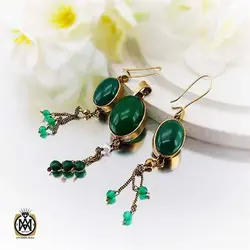 نیم ست عقیق سبز جید مروارید زنانه طرح طراوت - کد 7316