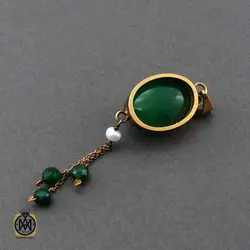 نیم ست عقیق سبز جید مروارید زنانه طرح طراوت - کد 7316