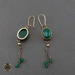 نیم ست عقیق سبز جید مروارید زنانه طرح طراوت - کد 7316