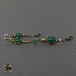 نیم ست عقیق سبز جید مروارید زنانه طرح طراوت - کد 7316