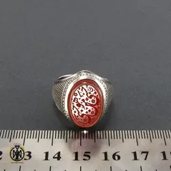 انگشتر عقیق یمن مردانه با حکاکی حسبی من هو حسبی - کد 8090